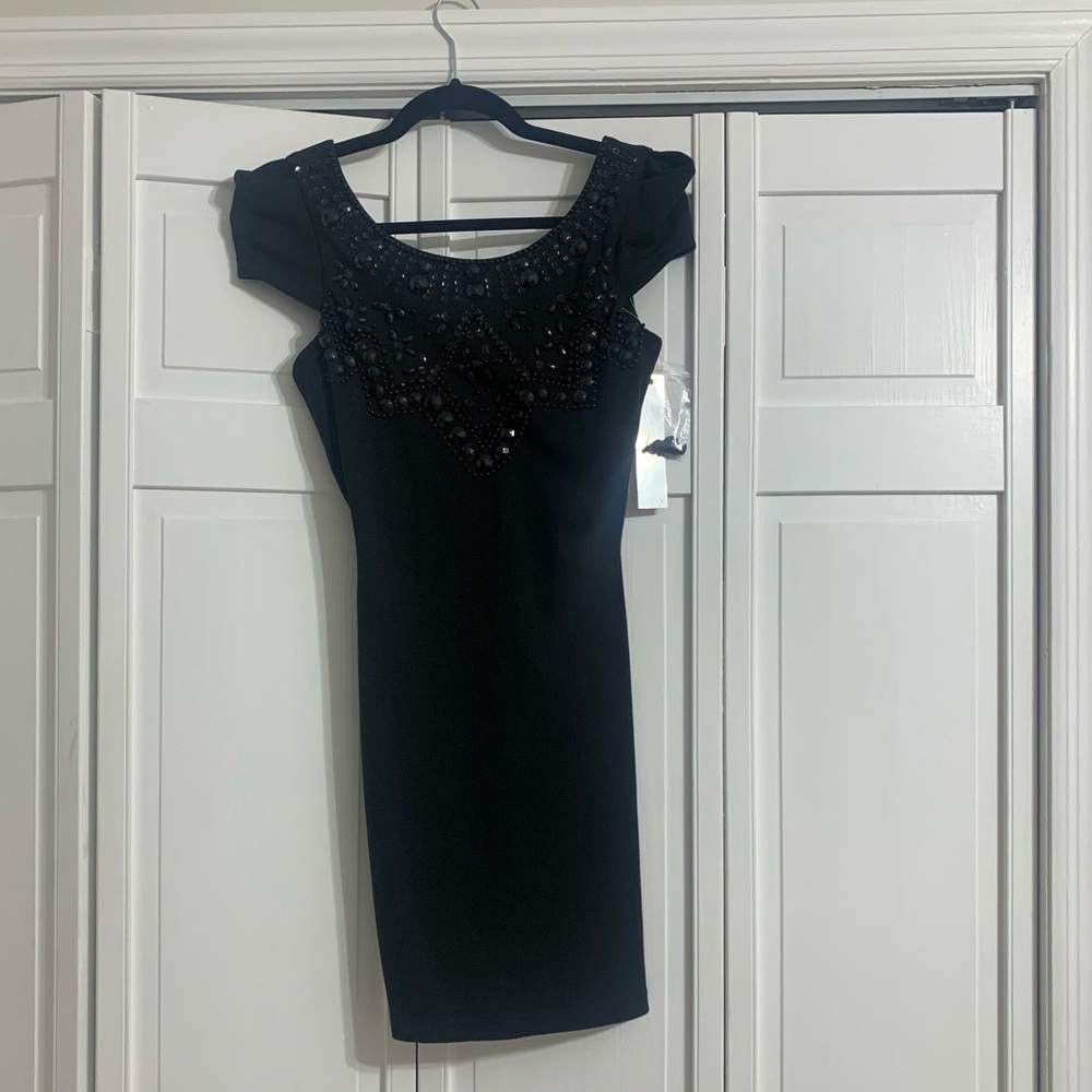 Black mini dress.